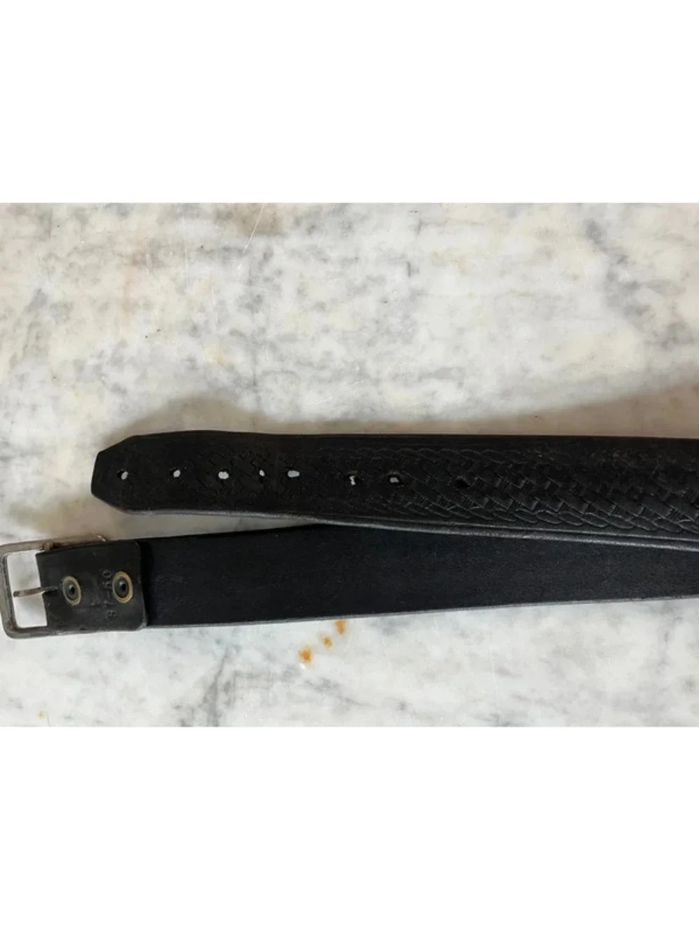 Calvin Klein Jeans Unisex Black Leather Belt Metal Logo Buckle Vintage small